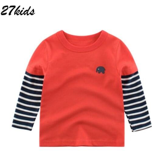 27Kids baby boy clothes and girl clothes Kids tshirt Elephant printed t-shirt striped long sleeveTop baby boy children clothing