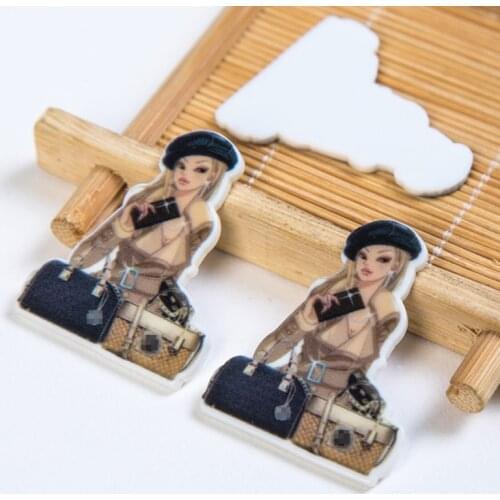 40pcs/Lot 28x35mm Beauty Woman Flat Back Resin Planar Cabochon Fashion Girl Flatback DIY for Hair Bow Center Handmade Materials