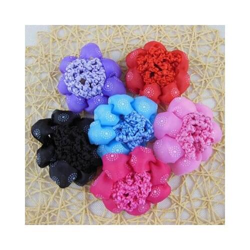 6 Pcs Elegant Bun Cover Snood Women Hair Net Ballet Dance Skating Crochet Fanchon Flower Rhinestone Styling Headwear Accessories