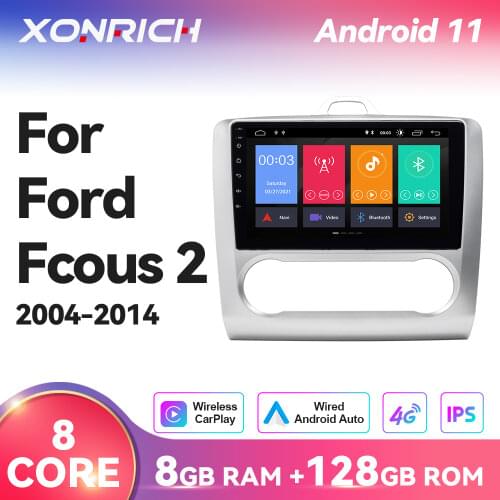 128GB Android 10.0 Car Radio For Ford Focus 2 3 Mk2/Mk3 2004 2005 2006-2011 Hatchback Multimedia Player Navigation GPS 2din DSP