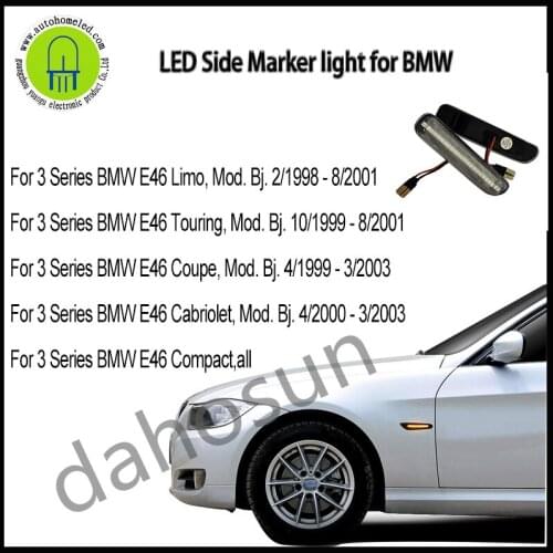 2pcs dahosun LED Side Marker Lamps for BMW E46 Coupe Compact Cabriolet Touring Saloon Front Sidelight Turn Signal Repeater Light