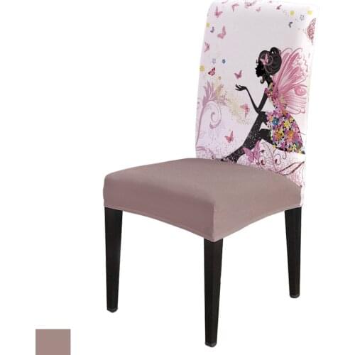 Cartoon Butterfly Girl Office Chair Cover Spandex Chair Cover Elastic Printing Home Hotel Wedding Dining Chair Covers