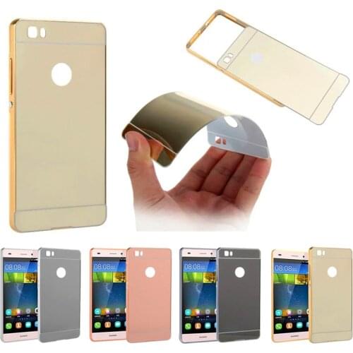 For Huawei P 8 Lite Case Plating Metal Aluminum Frame with Mirror Effect Back Cover Hard Case for Huawei P8 Lite P8 Mini 5.0"