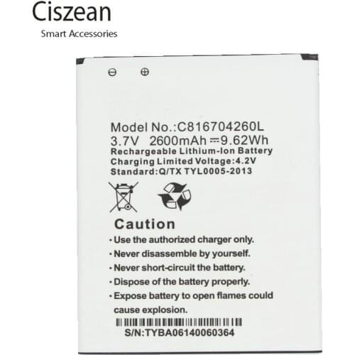 Ciszean 1x 3.7V 2600mAh Replacement Li-ion Battery C816704260L For BLU Dash 5.5 D470 D470A D470L D470U batteries