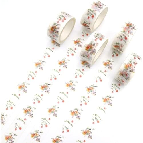 1 PCS Creative Refreshing Bouquet Washi Tape DIY Japanese Paper Decorative Adhesive Tape Cartoon Series Masking Tape Stickers