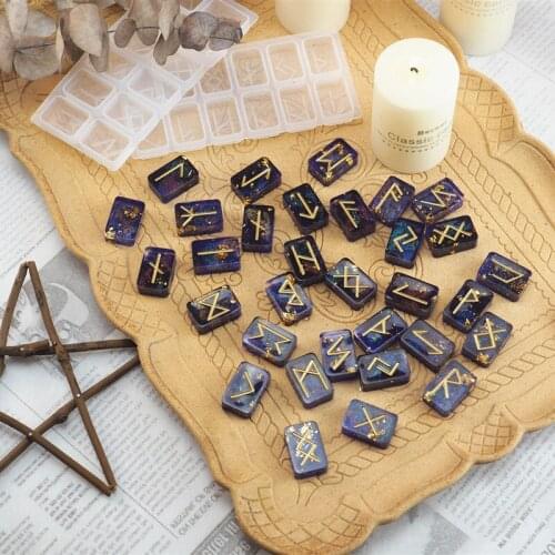 DIY Rune symbol resin mold mirror energy symbol crystal epoxy resin molds Rune text silicone mold Handmade Making Decoration