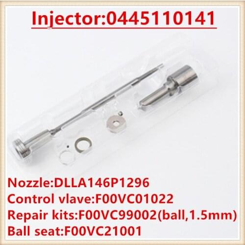 Diesel Injector 0445110141 Overhaul Repair Kits Nozzle DLLA146P1296 Valve F 00V C01 022 Sealing rings ball seat