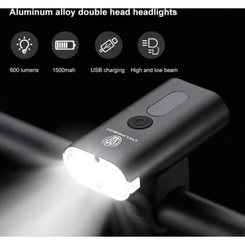 MTB Bike Light 600 Lumens Aluminium Headlight Night Cycling Front Light 1500mah 4 Modes Bicycle Lighting Bike Accessories