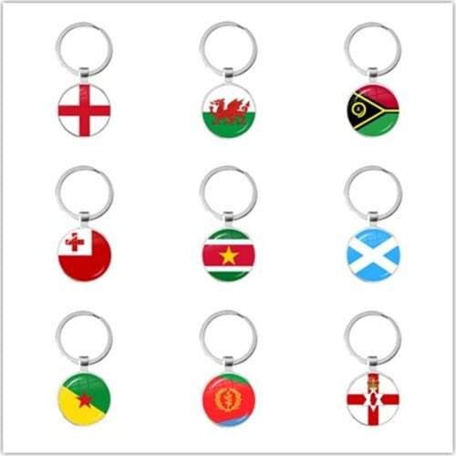 Ireland, Wales, Vanuatu, Tonga, Suriname, Scotland, French Guiana, Eritrea, Northern Ireland Nation Flag Pendant Keychains Rings
