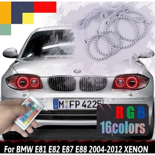 Multi-color Halo Ring Kit RGB Angel Eyes Remote Control for BMW 1 Series E81 E82 E87 E88 2004-12 XENON HEADLIGHT 16 Colors Flash