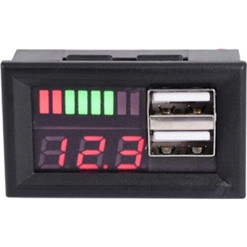 12V Digital Car Motorcycle Voltmeter Voltage Battery Panel Meter w USB 5V Output