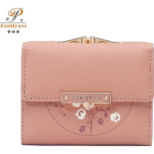 Prettyzys New Fashion Small Three Fold PU Leather Fresh Coin Wallet Mini Women Purse Brand Female Card Holder