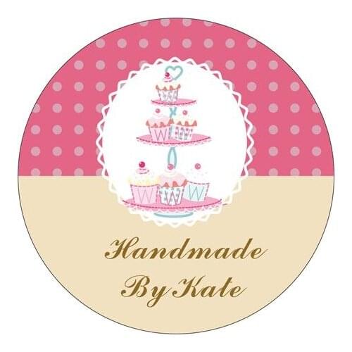 New Customize Adhesive Cupcakes Sticker / Label for Wedding / Baby Shower 3.8cm, D7