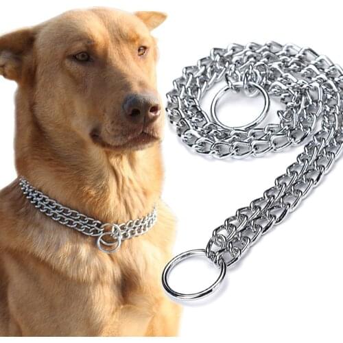 Slip P Chain Dog Choke Collar for Small Medium Large Dogs Heavy Duty Titan Training Collars 2 Row Chrome Adjustable Pet Collar