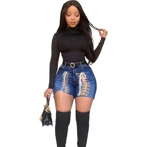 Casual Short Jeans Pants Bandage Streetwear Short Pant High Waist Summer Clothes For Women Outfit