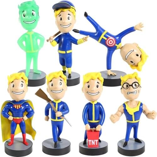 Fallout Vault Boy Radioactive Ricochet Toughness Nerd Rage Bobble Head Figure Collectible Model Toy