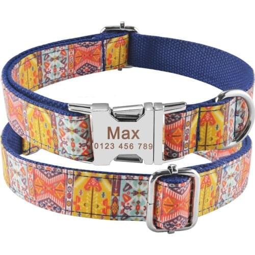 Adjustable Nylon Collars Puppy Medium Large Dog Collars Personalized Dog Collar Unisex Custom Engraved Name Dog Collars ID Tag