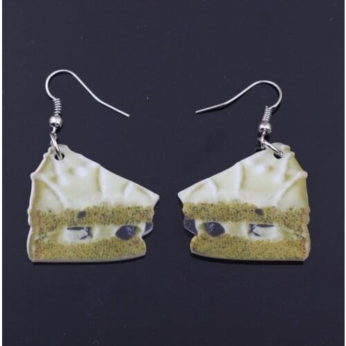 1 pair green tea sandwich food earrings colorful new 2014 cute lovely printing acrylic design summer style for girls jewelry