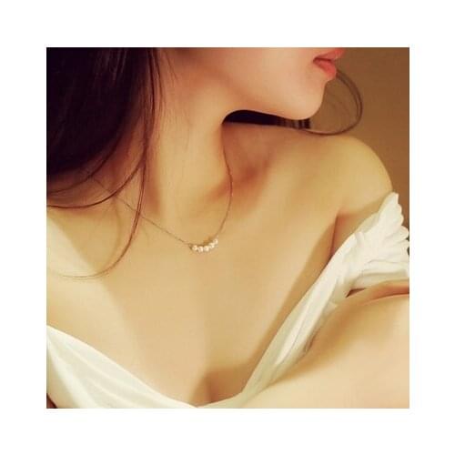 Hot sale promotion 2016 new Sexy lady 5 little pearl short chain 925 sterling silver necklaces jewelry birthday gift