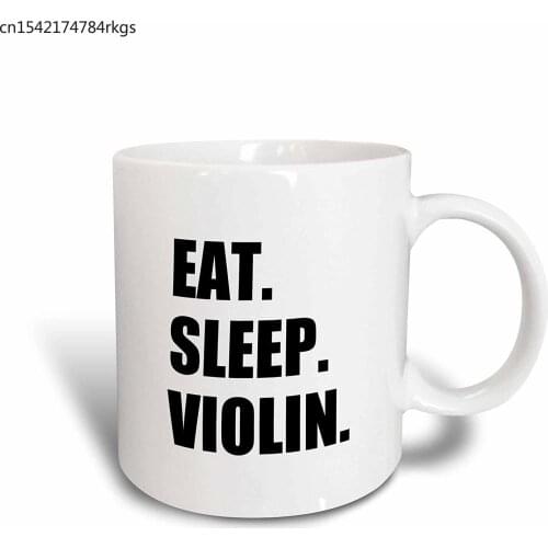 "Eat Sleep Violin - Black Text - Music Musician Fun Orchestra Practice" Ceramic Mug, 11 oz