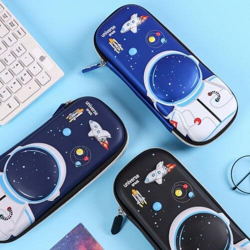NEWThree-dimensional 3D childrens pupils eva pencil case storage cartoon astronaut stationery box cute pencil bag school office