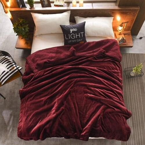 2021 Winter New Lamb Wool Blanket Double Layer Soft Fleece Blanket Cover Blanket Thick Solid Color Warm Blanket