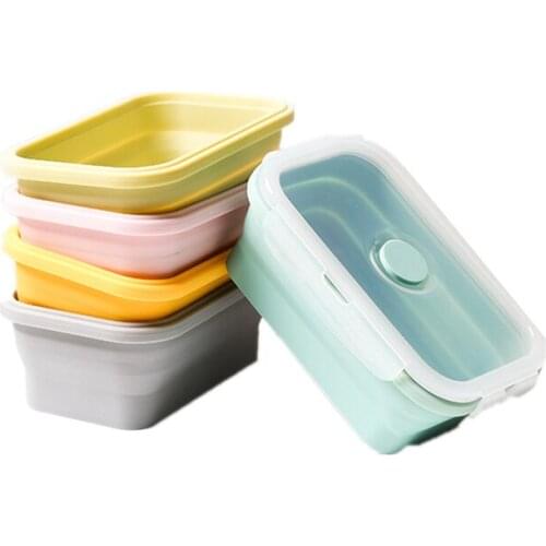 100pcs Mini Silicone Collapsible Lunch Box Food Storage Container Bento Microwavable Portable Picnic Camping Outdoor Lunch Box