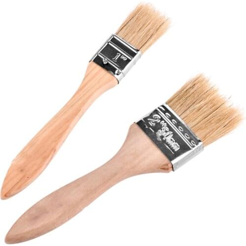 2pcs Natural Bristle Flat Width Pastry Brush Baking Oil Brush with Hardwood Handle for Pastries Dessert Bread Meat