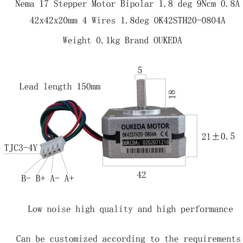 42 motor body 20 ultra-thin body 0.09NM 0.8A 42 stepper motor 20mm NEMA17