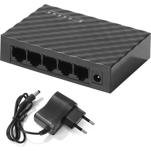 5 Port Gigabit Switch 10/100/1000Mbps Mini Desktop Switch RJ45 Fast Ethernet Network Switcher LAN Switching Hub Adapter Shunt