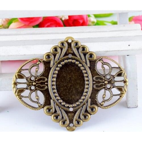 9Pcs Antique Bronze Filigree Cameo Frame Settings Wraps Connnector Decoration DIY Embellishments 6.9x5.6cm