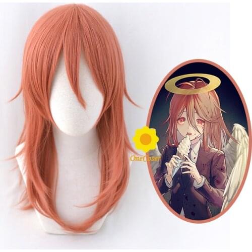 Chainsaw Man Angel Devil Cosplay Wig Dark Orange Long Hair Heat-resistant Fiber Hair + Wig Cap Halloween Party Role Play Girls