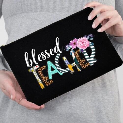Blessed Teacher Makeup Bag Women Cosmetic Case Travel Toiletries Organizer Female Storage Make Up Pouch Pencil Bags Best Gifts
