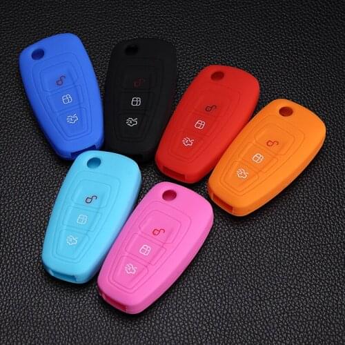 3 Buttons Silicone Car Key Case Cover For Ford Focus 3 MK3 Mondeo Fiesta Kuga Escape Ecosport 2013 2014, fashion men Car Style