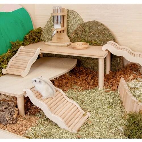 Wooden Hamster Climbing Stairs Ladder Small Animals Mouse Rat Golden Bear Cage Toys Playing Toys Hamster Supplies