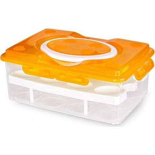 Storage Box Double Layers 24 Grids Eggs Holder Large Capacity Airtight Organizer for Home