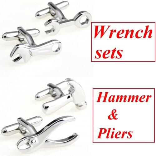 4 Designs Wrench Hammer Pliers Cufflink Tool Cuff Link Free Shipping