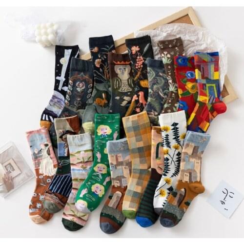 Hot Sale Colorful Cartoon Creative Fashion Vine Graffiti Novelty Men Women Socks Winter Warm Comfortable Cotton Socks Dropship