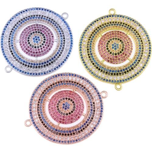 Juya DIY Colorful Crystals Classic Jewelry Components Greek Evil Eye Charms Connector Accessories For Women Men Jewelry Making