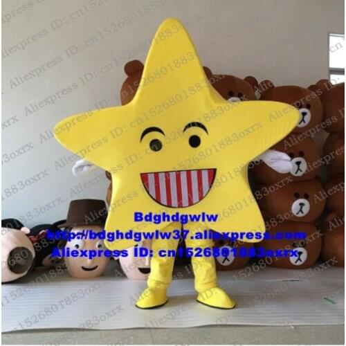 Yellow Star Mascot Costume Adult Cartoon Character Outfit Suit Pedestrian Street Commercial Strip Drive zx2887