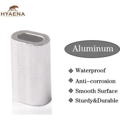 Hyaena 100pcs/lot Stainless Steel Fishing Line Barrel Aluminum Crimp Sleeve Sea Fishing Line Tube Inside Diameter1.0mm-2.0mm
