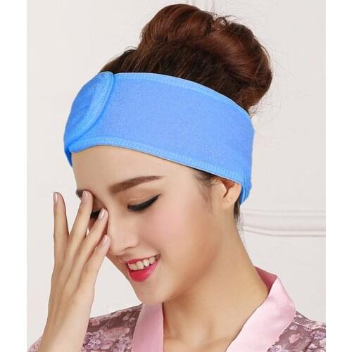 Fashion Soft Adjustable Makeup Toweling Hair Wrap Head Band Salon SPA Facial Headband Accessories Color Random