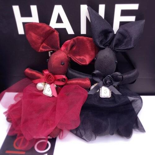 Fashion All-match Cloth Art Doll Rabbit Charm Keychain Butterfly Bow Tie Creative Keychain Cute Cartoon Girl Bag Keychain