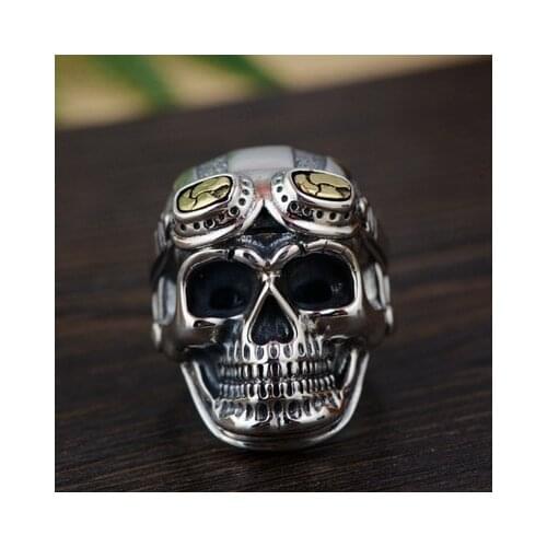 Punk Rock Skull Ring Stainless Steel Mens Silver Color Fashion Biker Style Motorcycles Helmet Skull Ring