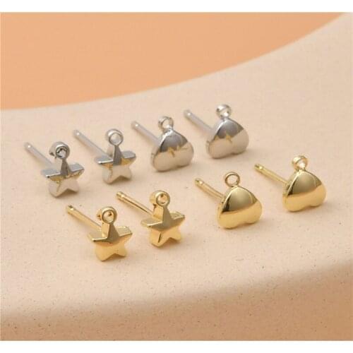 New style 40pcs/lot cartoon stars/hearts decoration fashion copper women earrings stud diy jewelry earring accessory