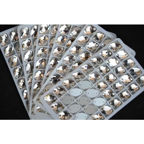 All Size Glass Crystal Oval Sew on stone Crystal clear Color 7*10mm,10*14,11*16,13*18,17*24mm sewing jewelry beads dress making