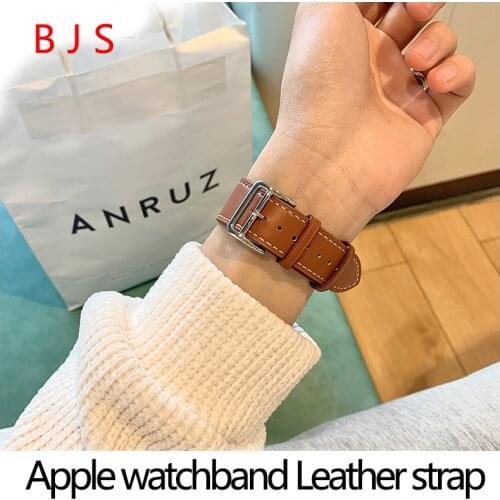 Genuine Cow Leather loop Bracelet Belt Band for Apple Watch 42MM 38MM 44MM 40MM Strap for iWatch 6 5 4 Wristband watchband