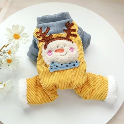 Luxury Dog Jumpsuit Thicken Warm Doggie Rompers Winter Puppy Four-Legged Clothes Festival Pet Costume Little Dog Outfits