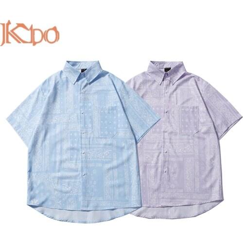 Summer Shirt Short Sleeve Printed Casual Loose Cardigan M L XL XXL Simple Turn Down Collar Beach Korean Button Tops Punk Style