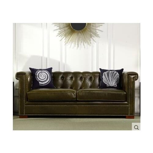 Top graded cow real genuine leather sofa sectional living room sofa home furniture couch 3-seater American style oil wax leather